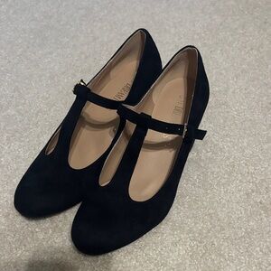 NWOT!! Dream Pairs Black T-Strap Suede-Look Mary Jane Block Heel Size 8.5